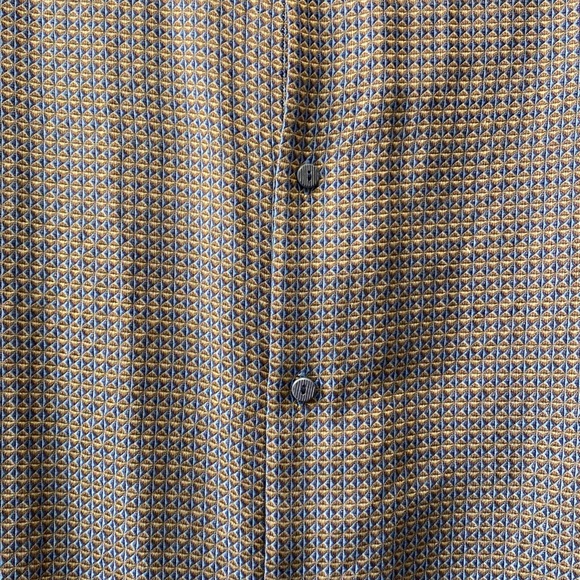 Men's Jhane Barnes Blue Starburst Patterned Silk+Cotton Button-Down Shirt - Picture 9 of 16